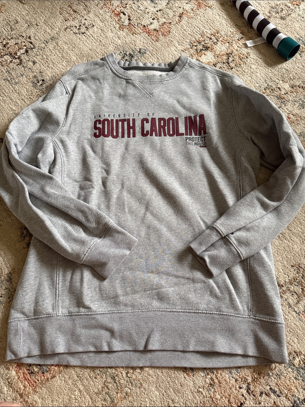 Champion Grey Crewneck Sweatshirt with Maroon South Carolina Print